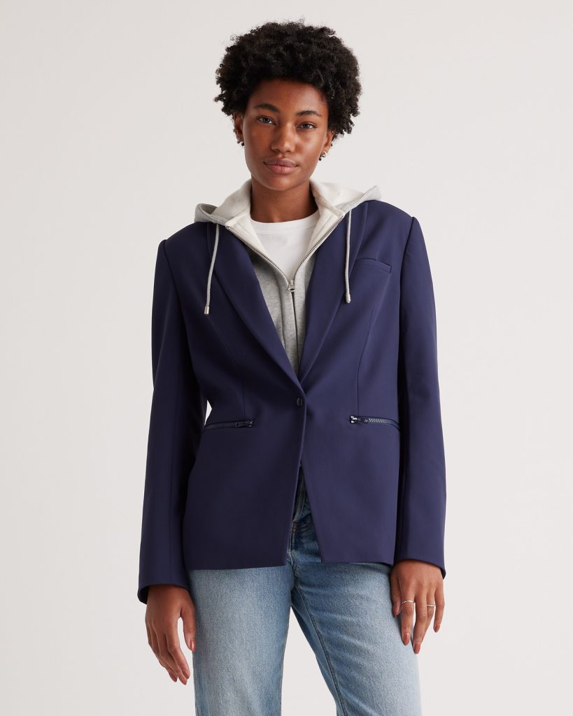 The combination of a hoodie with blazer women's offers a unique blend of casual comfort and sophisticated style.