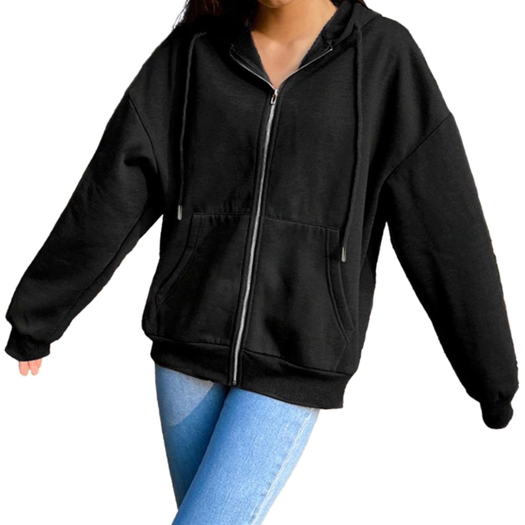 Black zip up hoodie womens