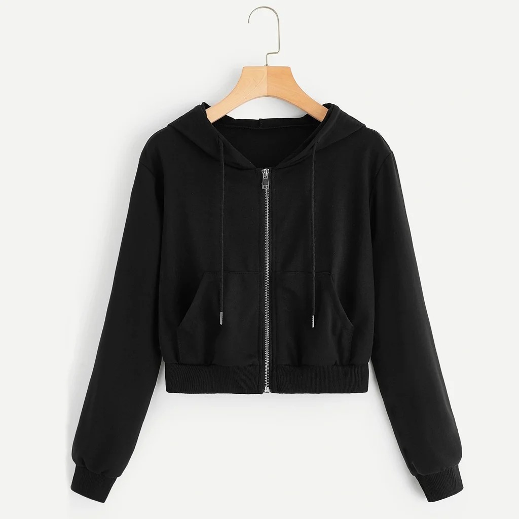 black zip up hoodie womens