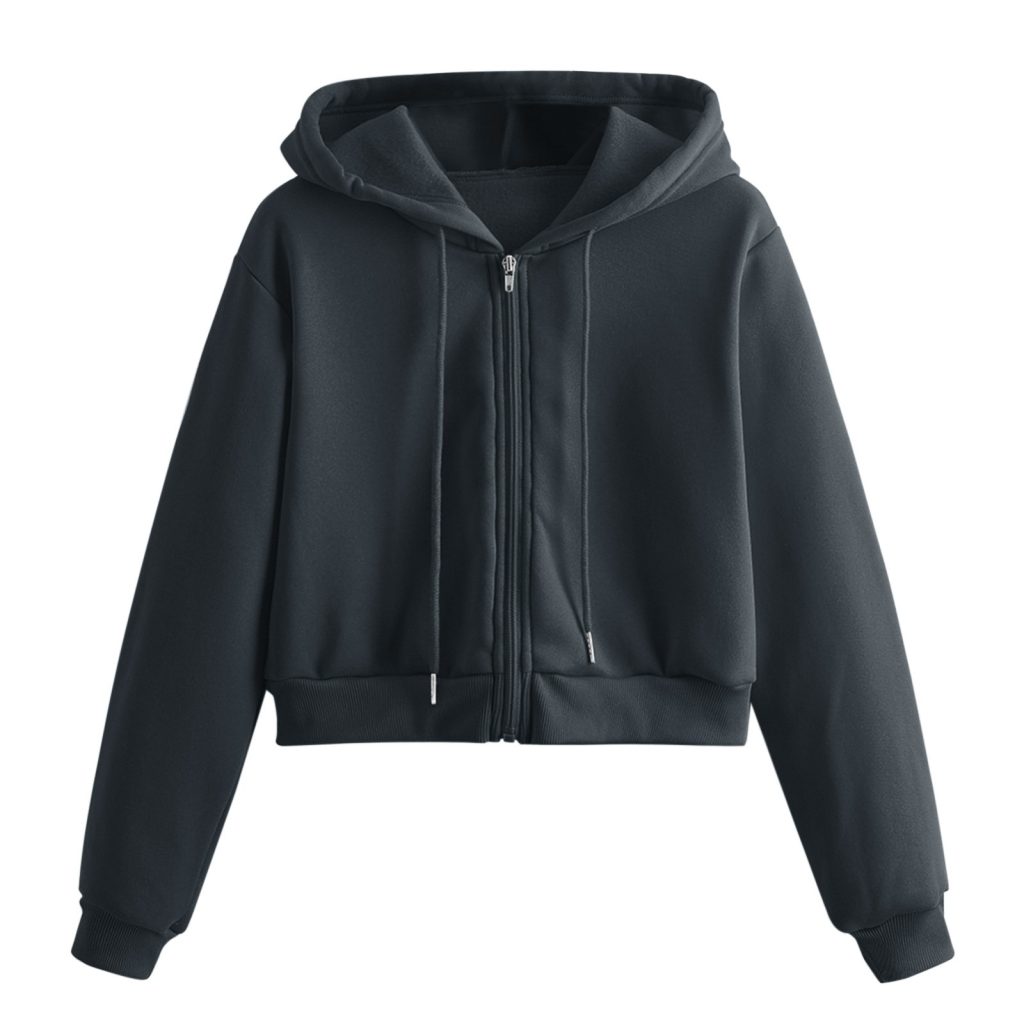 black zip up hoodie womens