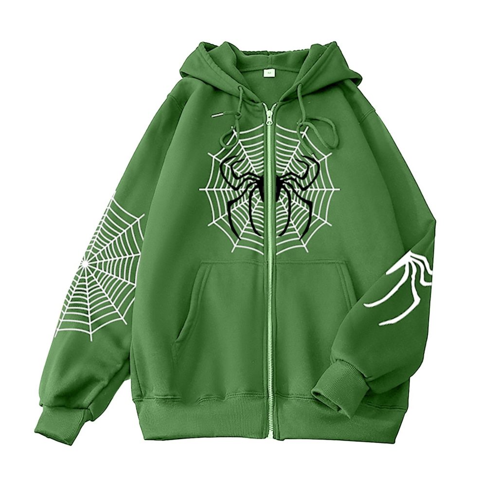 spider hoodie green